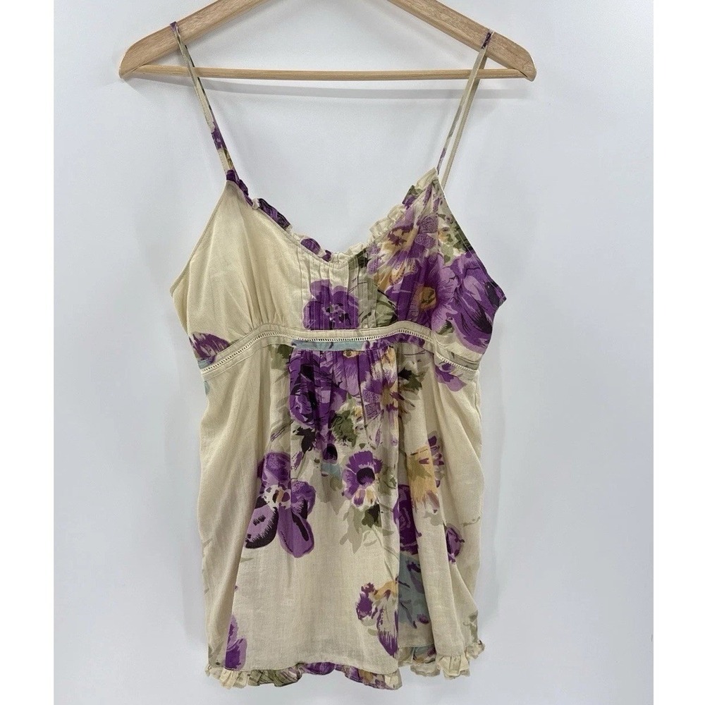 VTG Wet Seal Babydoll Y2K Cami Tank Lined Floral Blouse Sz M Glam Fairy 2000's
